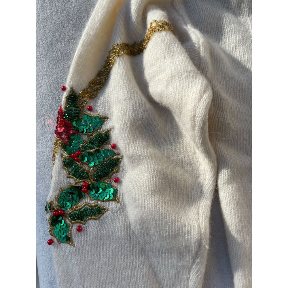Vtg Talbot Beautiful Ugly Christmas Sweater S Lambswool Angora Rabbit Embroidery - Picture 11 of 11